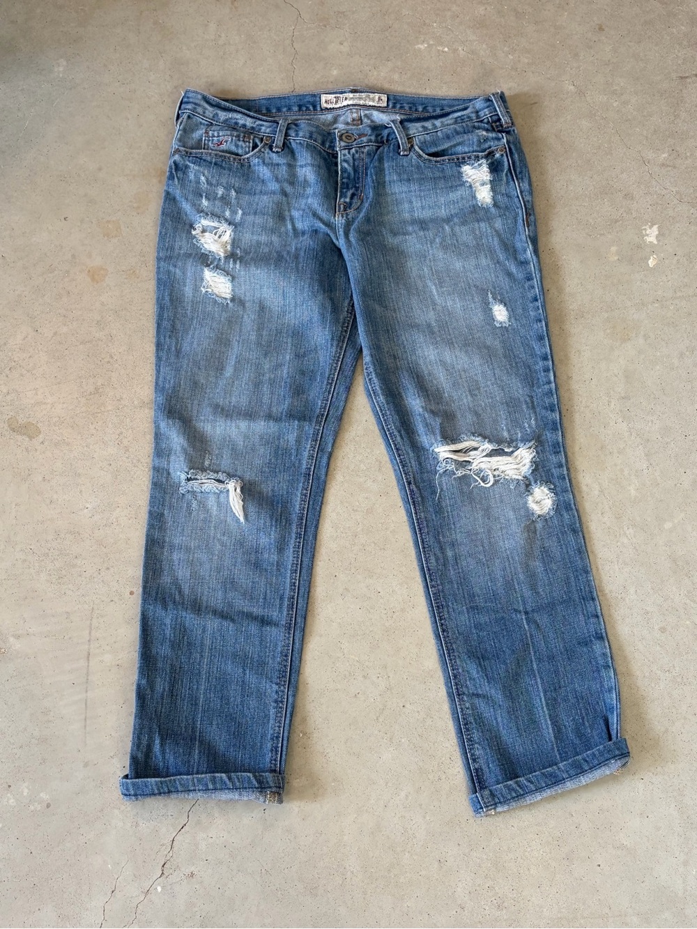 Hollister 100% Cotton Distressed Boyfriend Jeans Size 9R